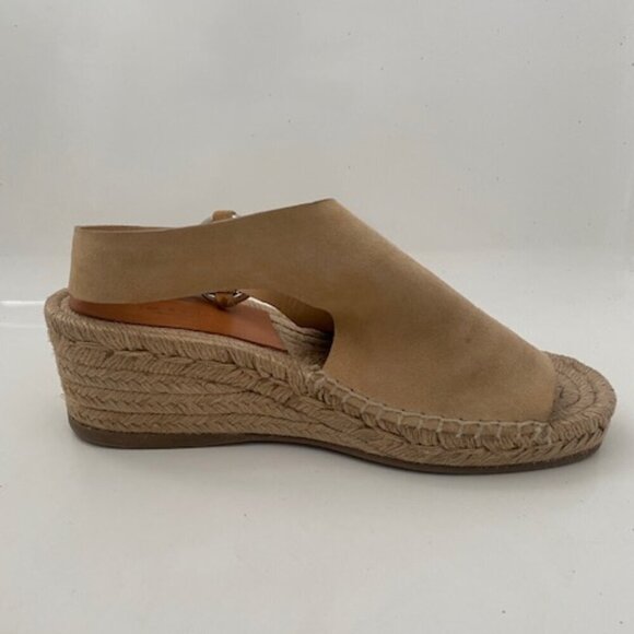 RAG & BONE Calla Dune Tan Suede Buckle Wedge Sandals Sz 37 / US 7-7.5 - Picture 14 of 16